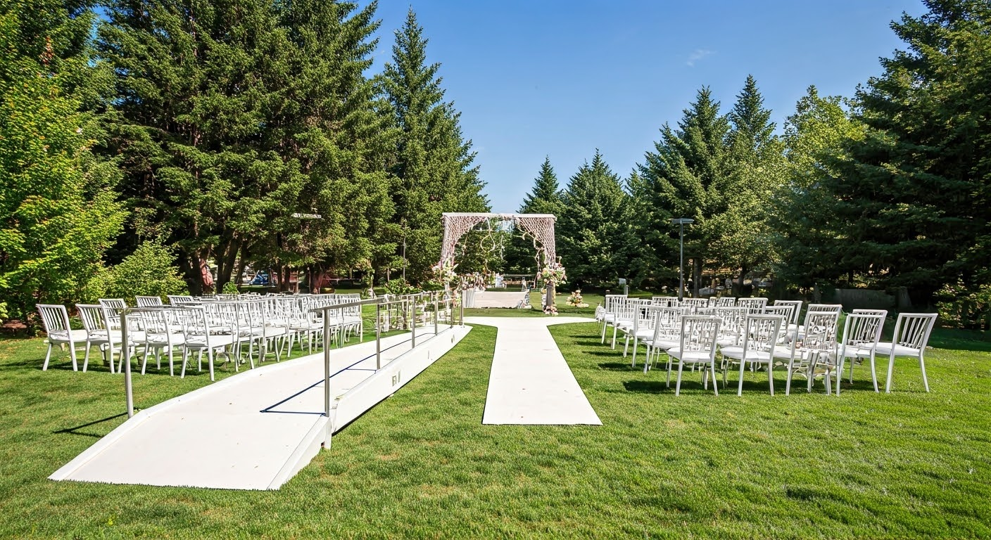 Accessible outdoor wedding setup.